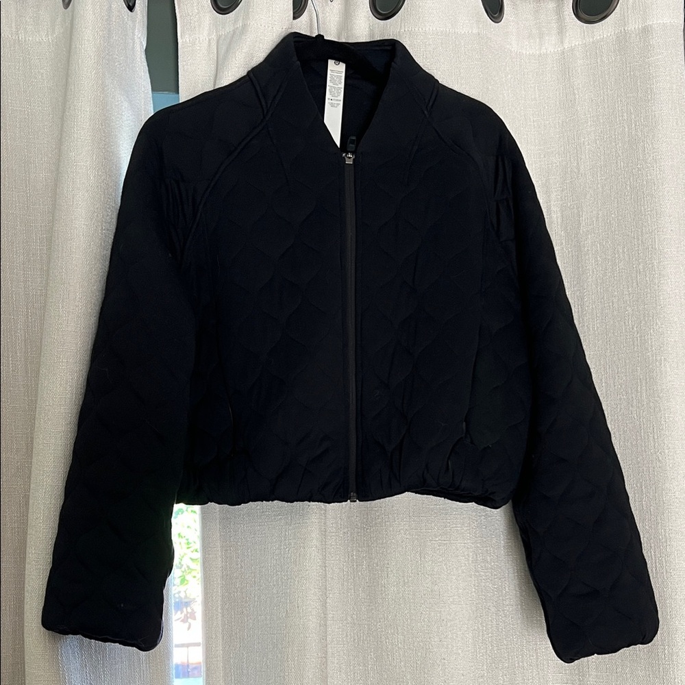 Lululemon Athletica Black Quilted Bomber Jacket